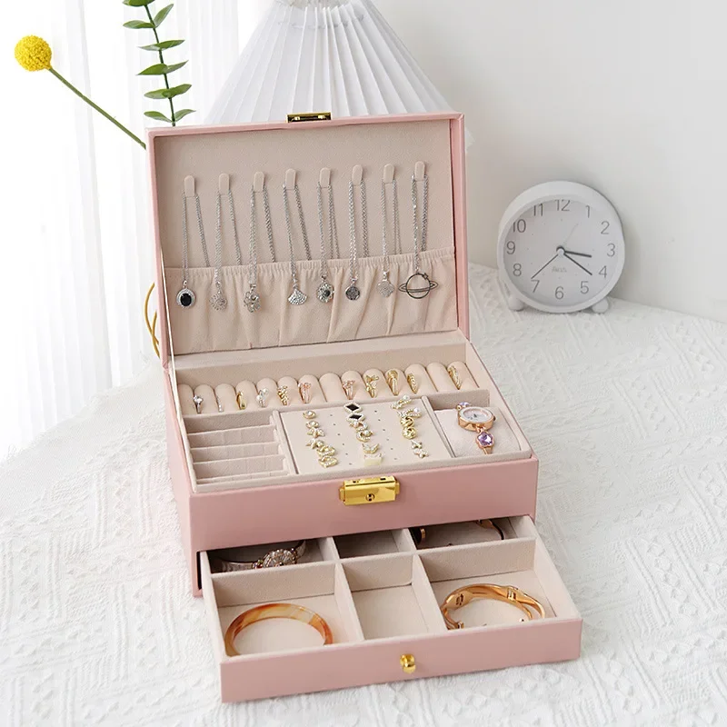 

Travel Case PU Boxes Earring Storage Organizer Holder Portable Jewellery Box Jewelry Display
