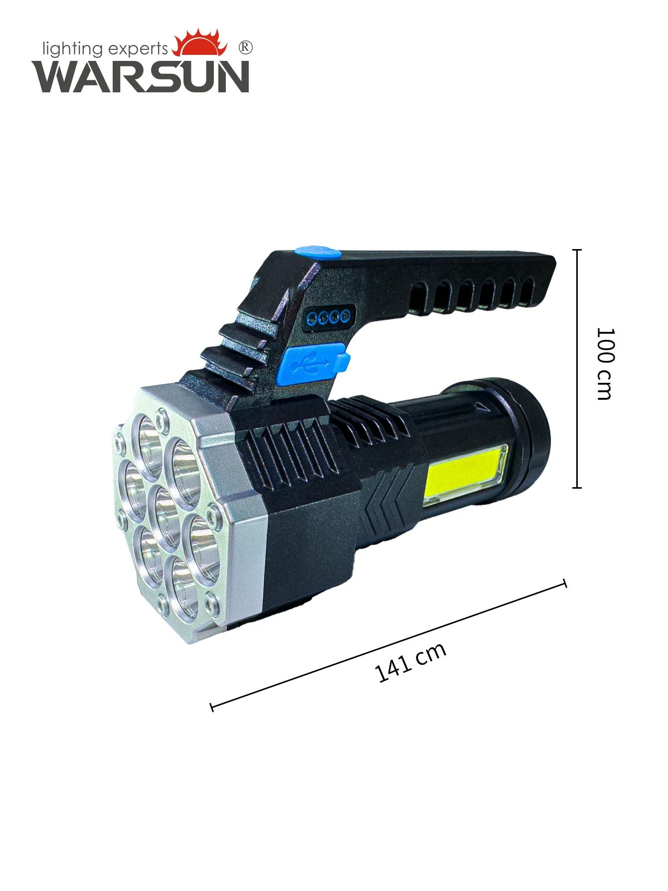 WARSUN DC828 Flashlight Dual Light Source Portable Searchlight USB Rechargeable 7 LED Beads 400LM Brightness For Outdoor