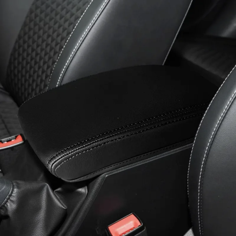 WENGONG Leder Armlehnenkissen Für Skoda Karoq 2017-2024 - Schwarzes Polster Für Mittelkonsole