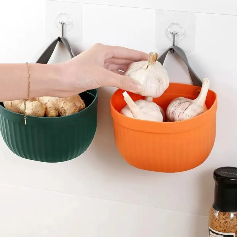 Kitchen Onion Ginger Storage Basket With Hook Vegetable Fruit Organizer Holder Household Bathroom Sundries Hanging Basket