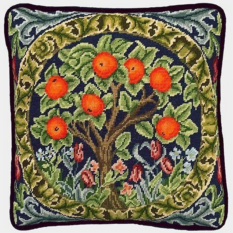 Newest Embroidery Orange Tree Tapestry Craft Kit to Make Crafts with Cotton Flosses & Needlework Kit for Housewarming Gifts
