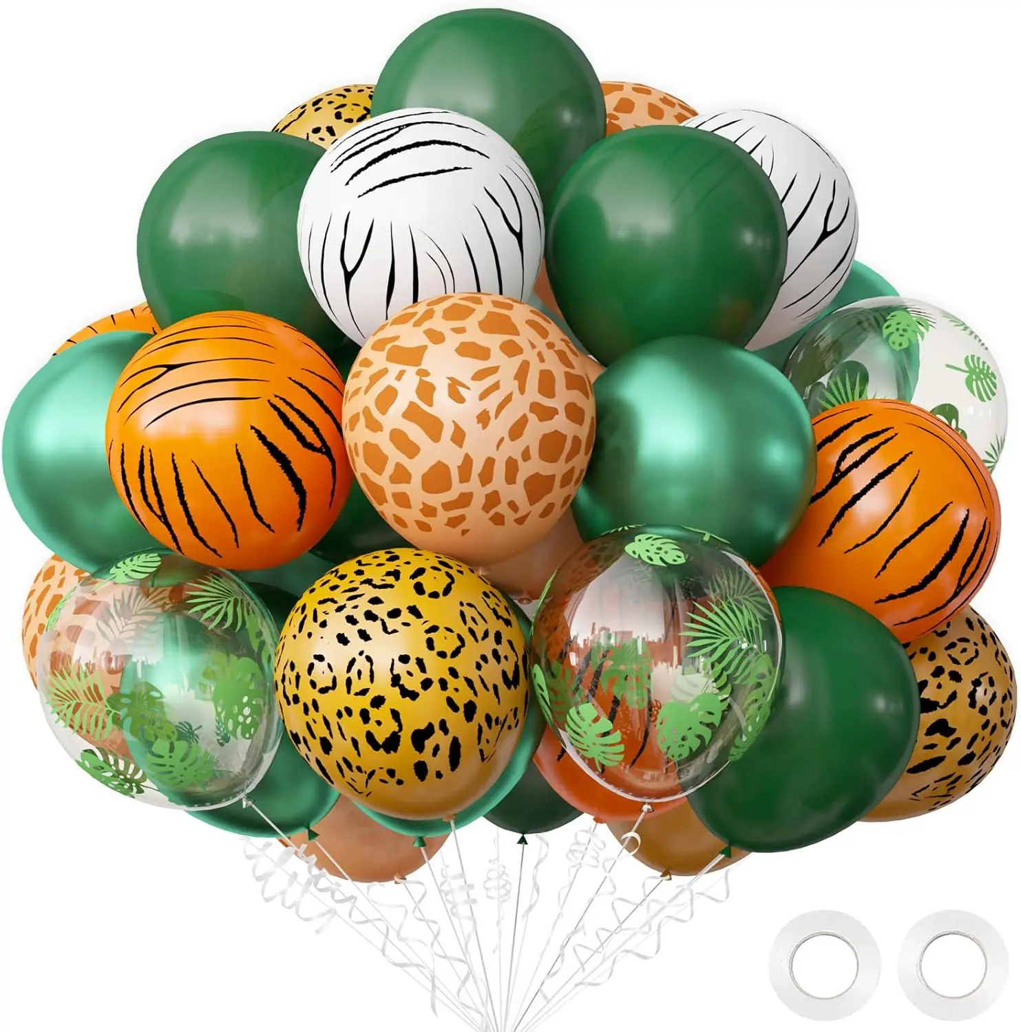 40 Stück Luftballons mit Dschungel-Safari-Tiermuster, Salbeigrün, olivgrün, Latexballons für Tropical Wild One, Kindergeburtstag, Babyparty