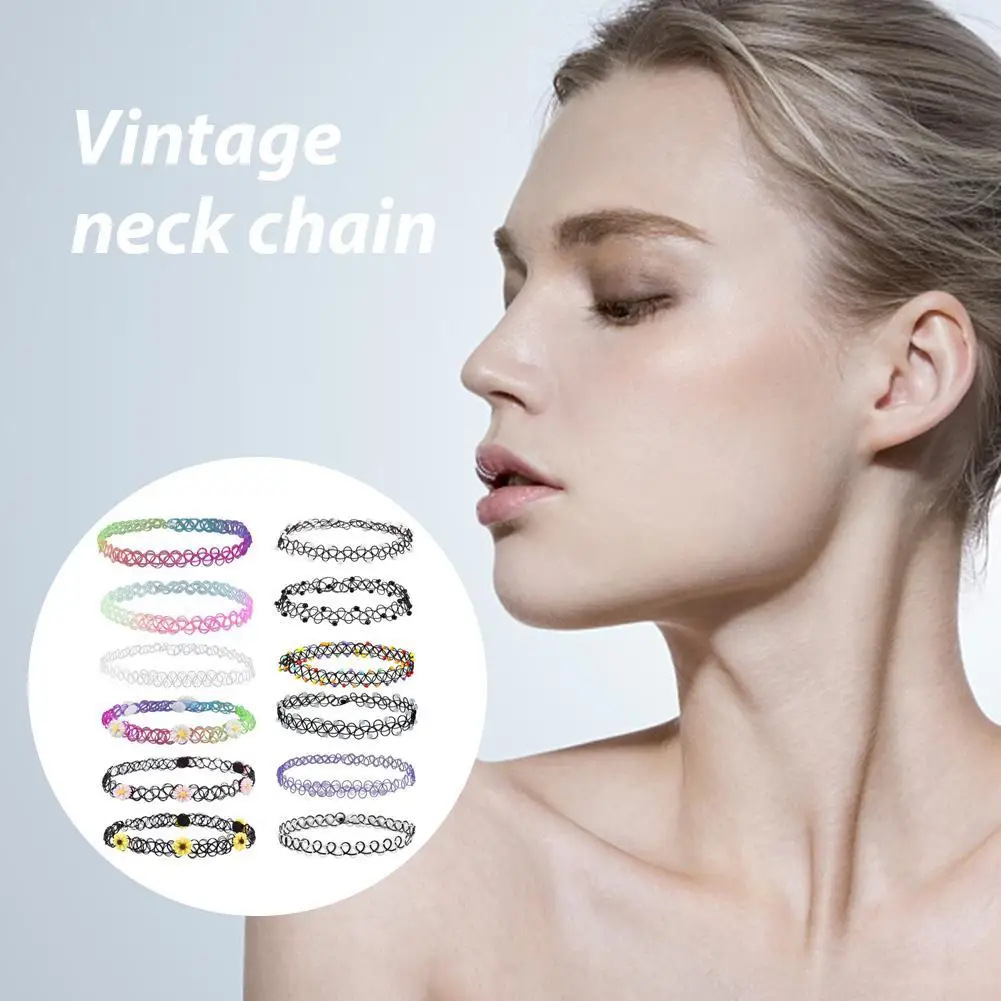 12pcs Fashion Choker Necklaces for Women Adjustable for Parties and Daily Use Retro Clavicle Chain Gifts Women Girls