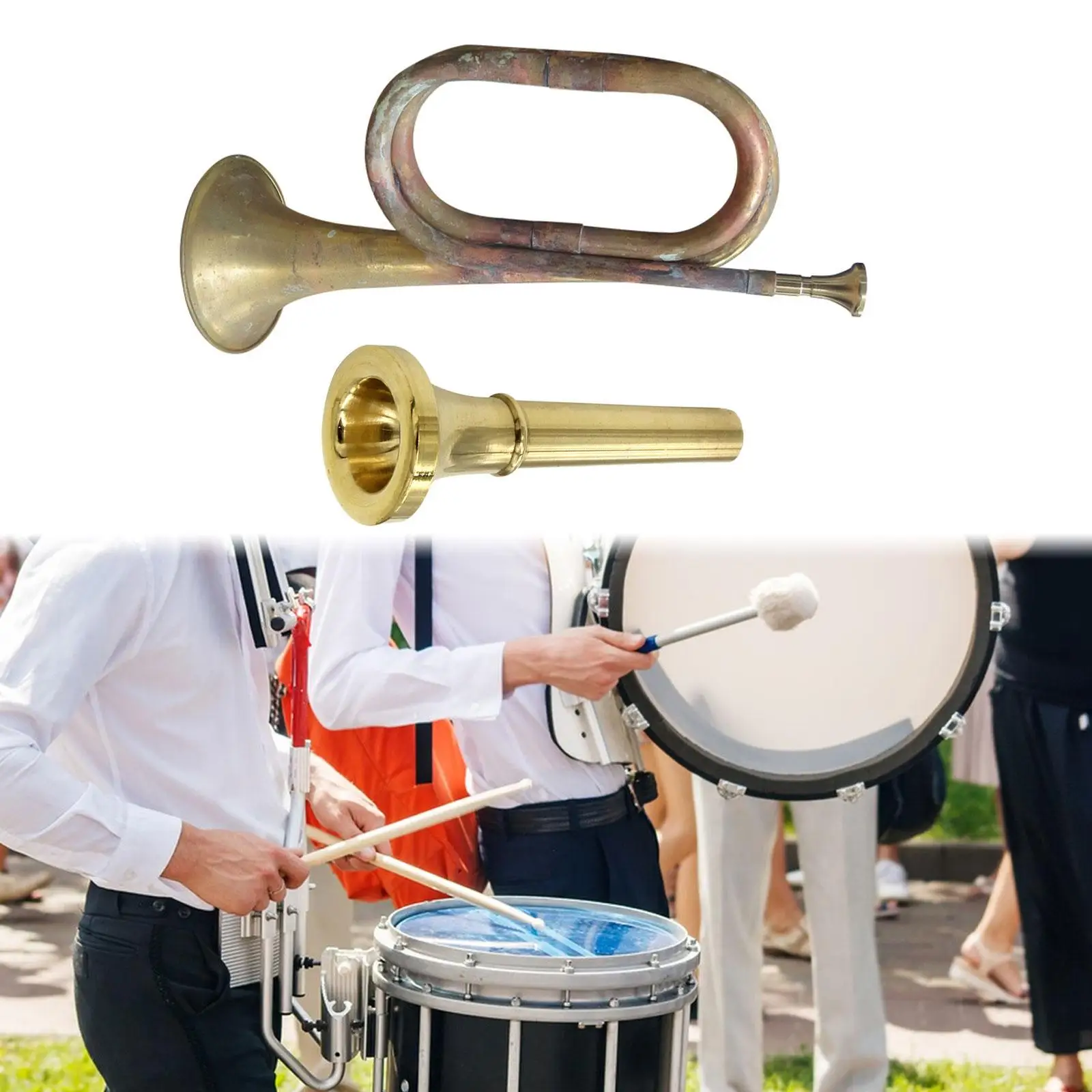 Cavalry Trumpet Scouting Trumpet Music Instrument Professional Mini Brass Instrument Blowing Bugle for School Band Students