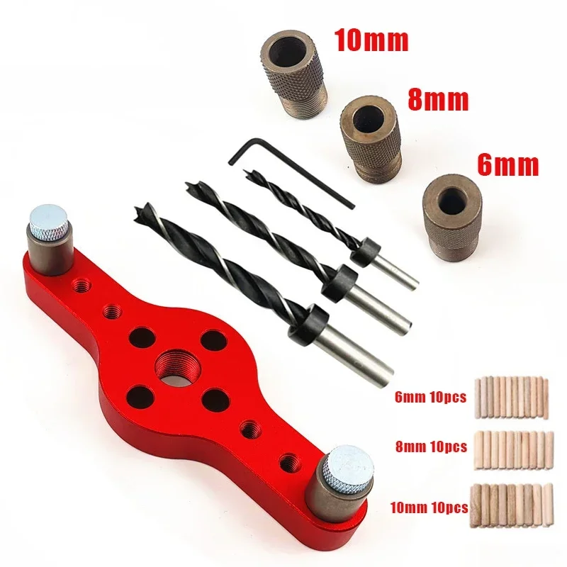 

Vertical Woodworking Kit Hole Self Drilling Dowelling Jig 6/8/10mm Hole Drill Pocket Wood Locator Puncher Centering Guide Alloy