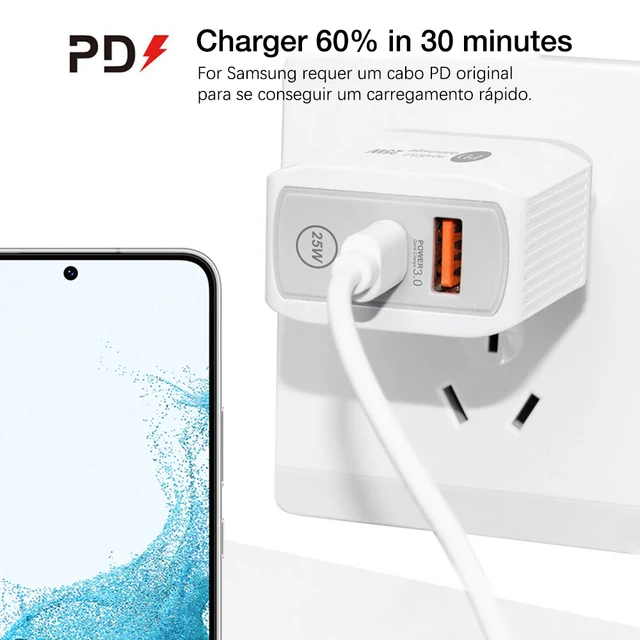 25w Usb Type C Original Charger For Samsung Galaxy S22 Ultra S21 Note 10 20 Plus Pd Fast Chargeur Cable To Xiaomi Huawei Adapter 2