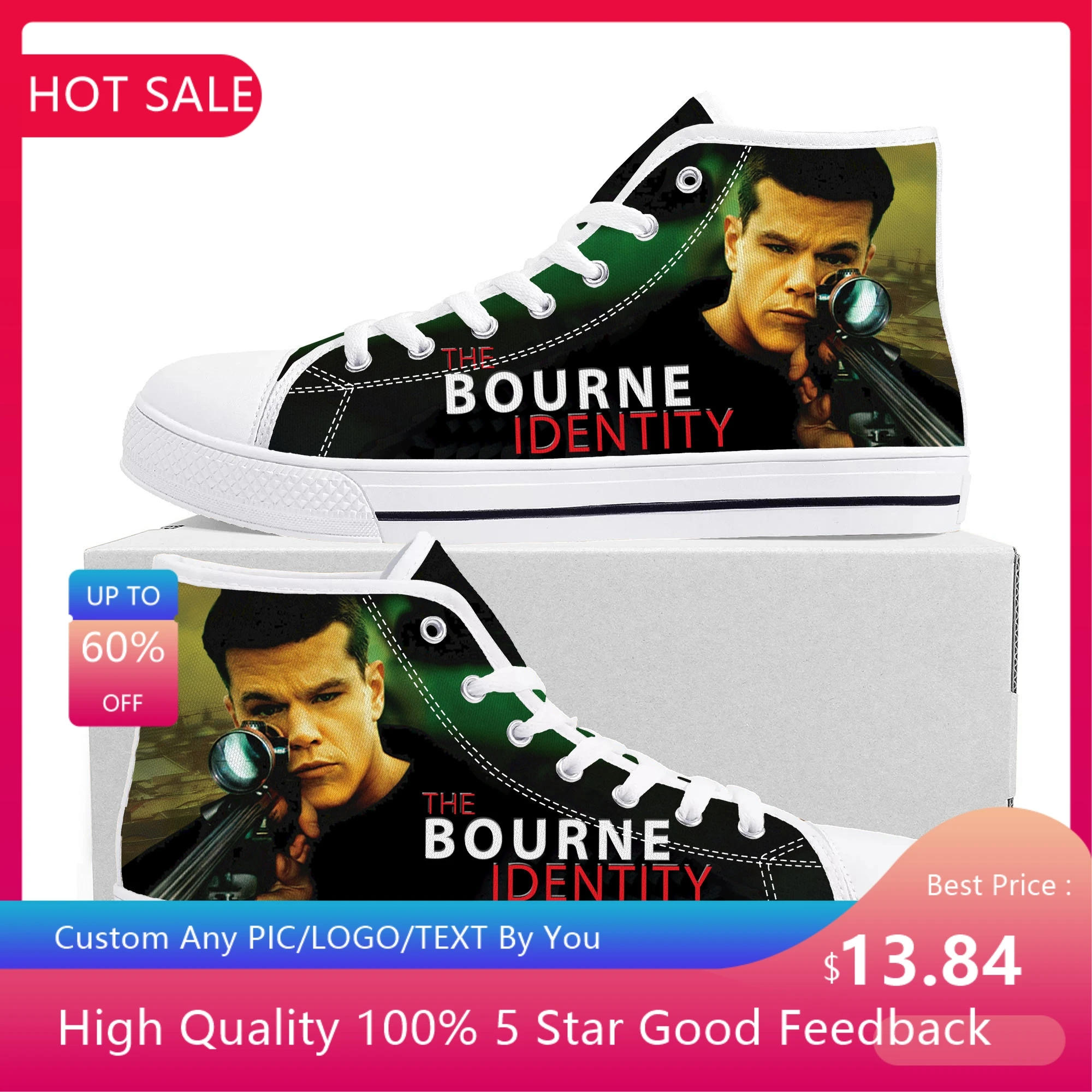 

Bourne Identity High Top Sneakers Mens Womens Teenager High Quality Matt Damon Canvas Sneaker couple Casual Shoe Customize Shoes