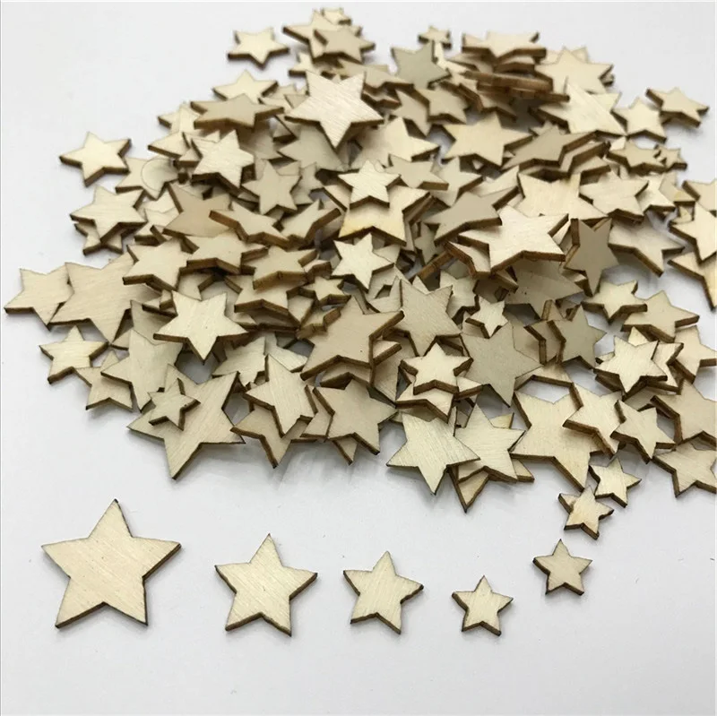 Description Picture 4 of item200PCS 10/12/15/20MM Wood Stars Chips Christmas Wedding Table Confetti Scatters Embellishments Cardmaking Scrapbooking Crafts