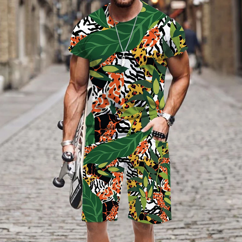 

Sportswear Men's T-shirt Set Fashion Hot Casual Hip-hop Tops Luxury Harajuku 2022 New Summer O Neck Outfit Street Beach Funny