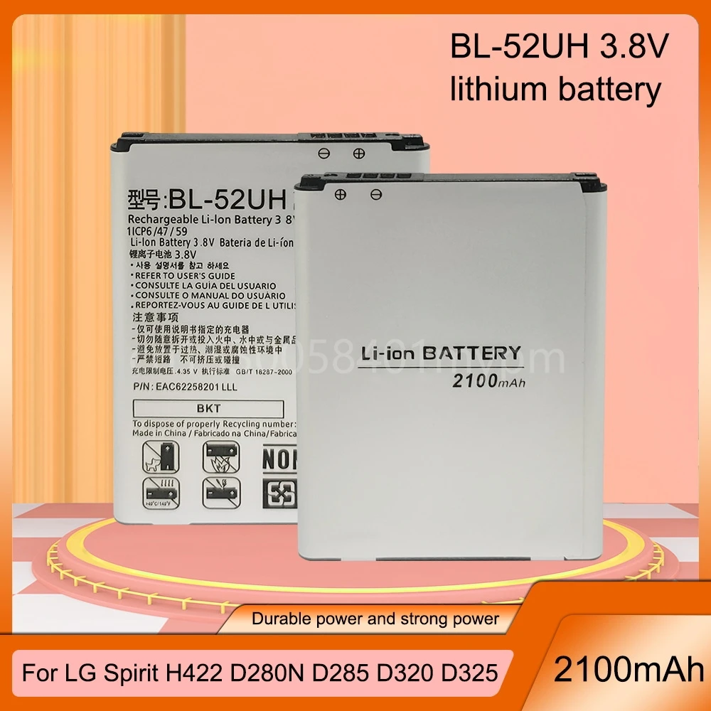 Bl-52Uh 2100Mah Batteria Per Lg Spirit H422 D280N D285 D320 D325 Dual Sim H443 Escape 2 Vs876 L65 L70 Ms323
