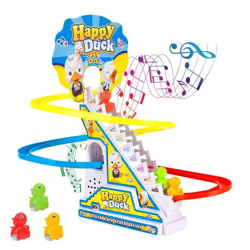 

Funny Baby Toys Electric Duck Track Slide Toys Ducks Climb Stairs Toy Flashing Lights Music Roller Coaster For Kids Boys Girls