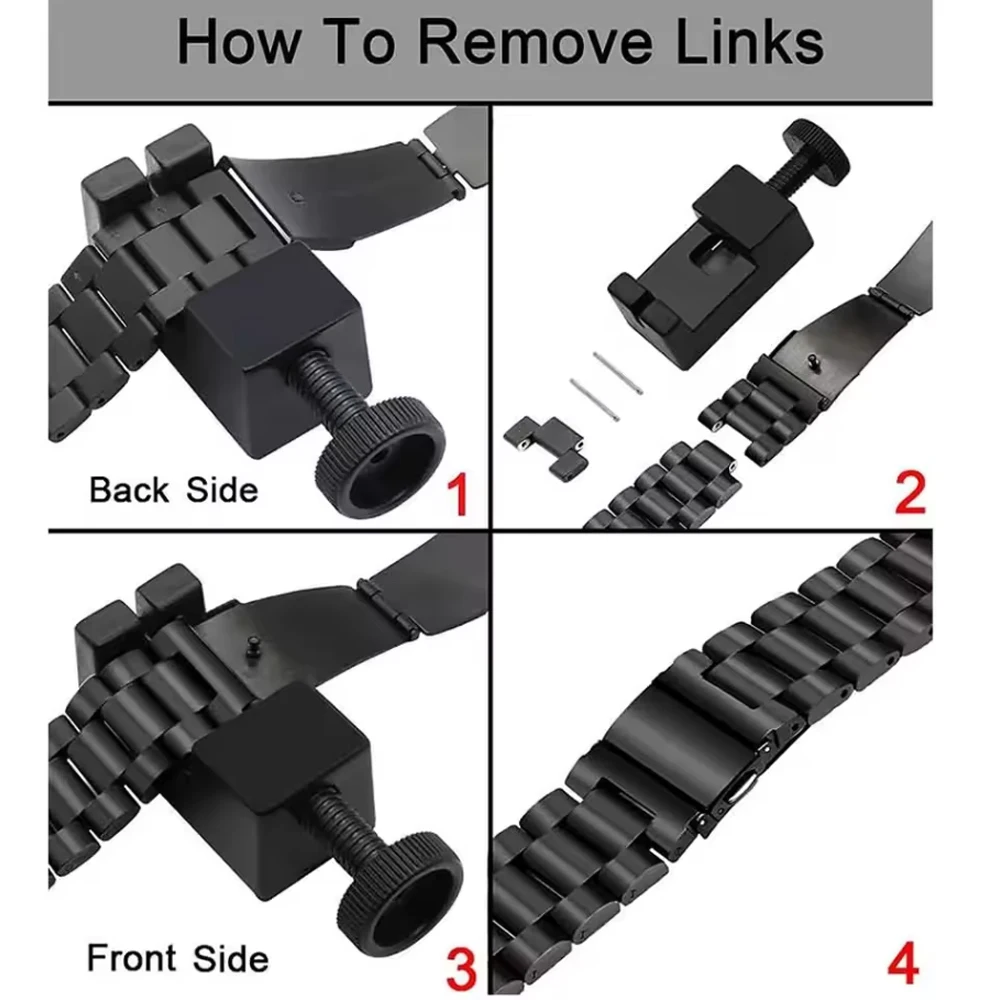 18mm 20mm 22mm 24mm Width Quick Release Full Stainless Steel Watchband Wristwatch Universal Flat Head Watch Strap Accessories