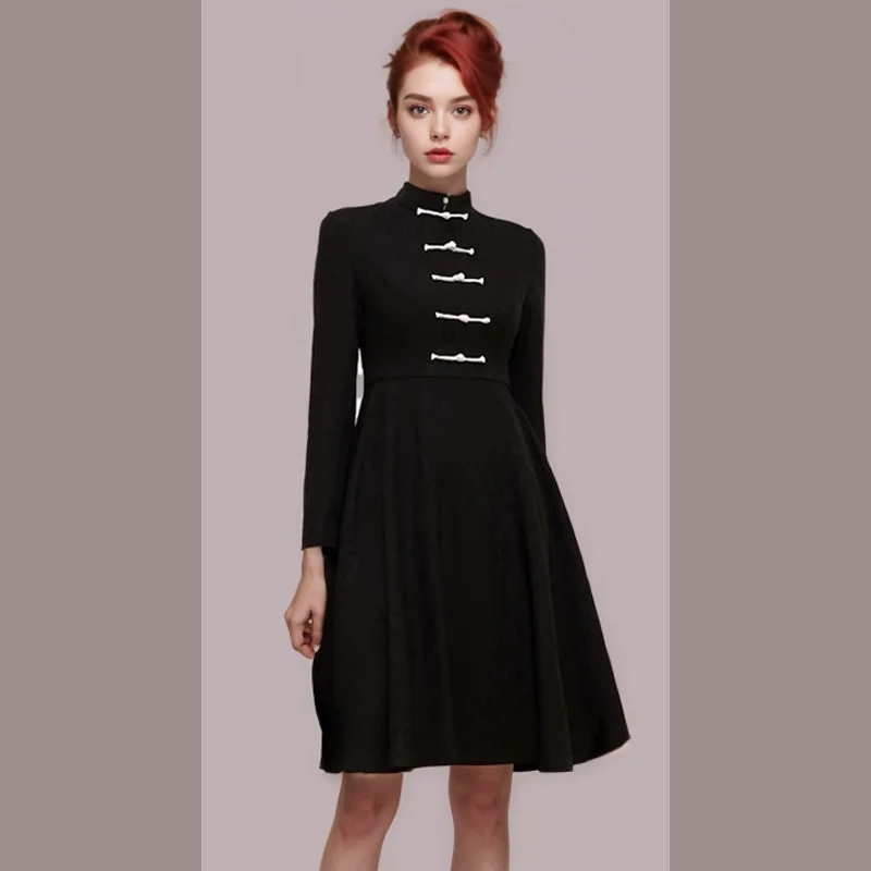 

Retro cheongsam collar dress