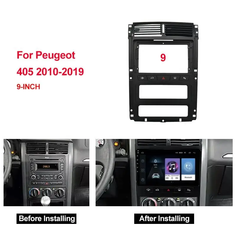 

2Din Car DVD Frame Audio Fitting Adaptor Dash Trim Kits Facia Panel 9 inch For PEUGEOT 405 2010-2019 Double Din Radio Player