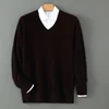 100% cashmere autumn and winter men's sweater, wool sweater, wool pullover sweater, thick bottom knitted V-neck loose warm top 3