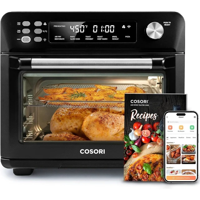 Air Fryer Toaster Oven Combo, 14-in-1 Functions, Fits a 12 Pizza, 6 Slices  of Bread