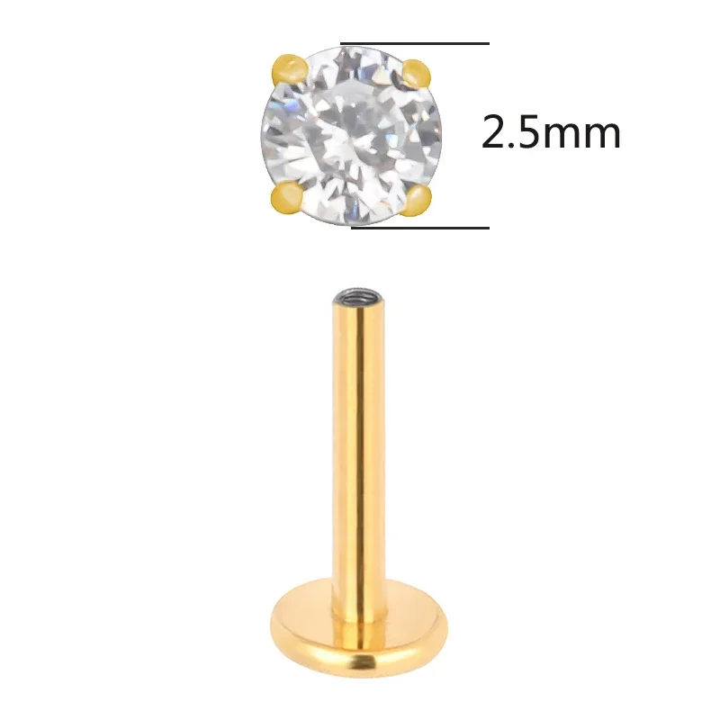 Orecchini A Bottone In Titanio Con Zirconi Cubici – Fiore Labret, Ipoallergenici, Senza Nichel – Per Orecchie Sensibili