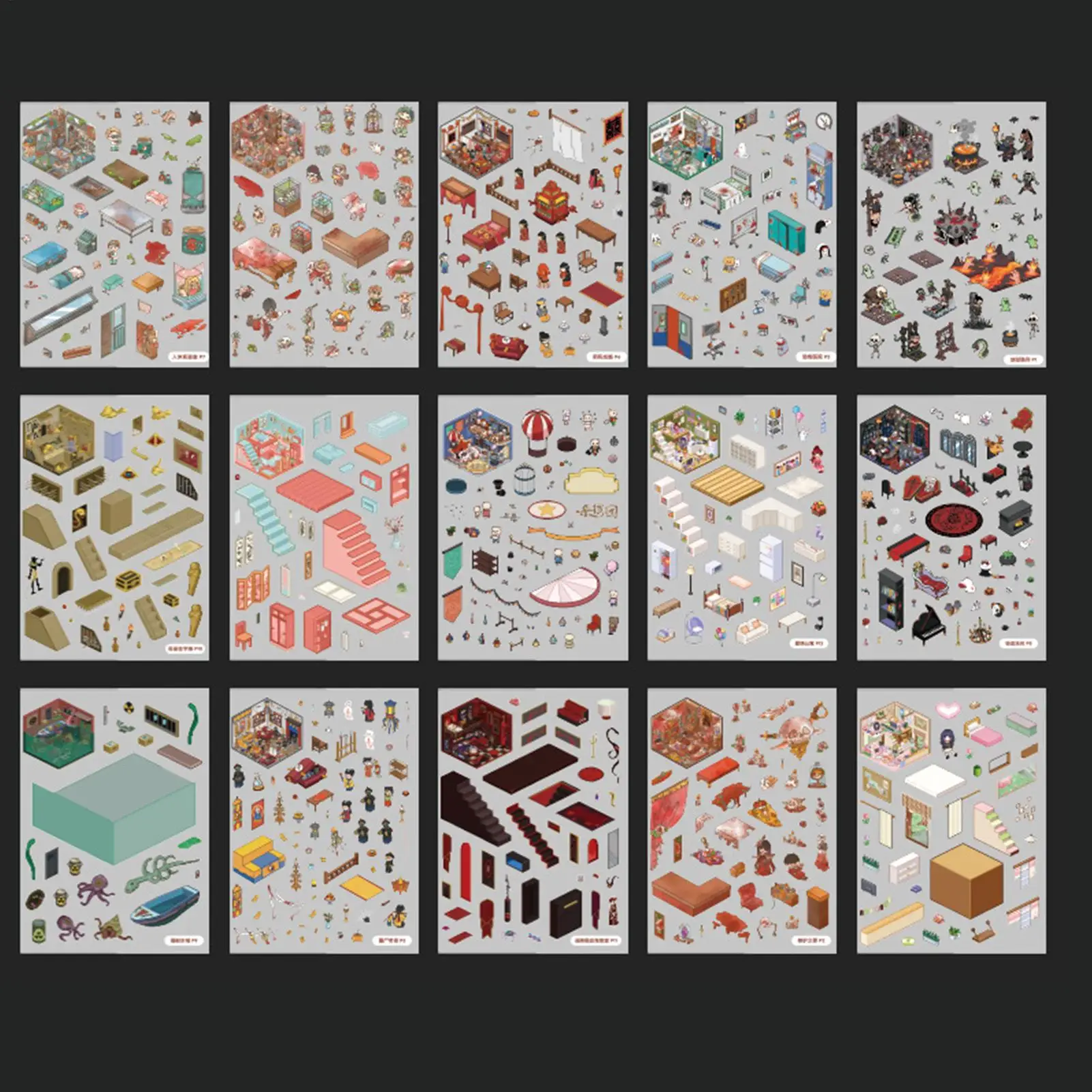 3D Sticker Scene Scary Room Large Stickers Collection Book Decorative Craft Decal Collection For Home Travel Scrapbooking