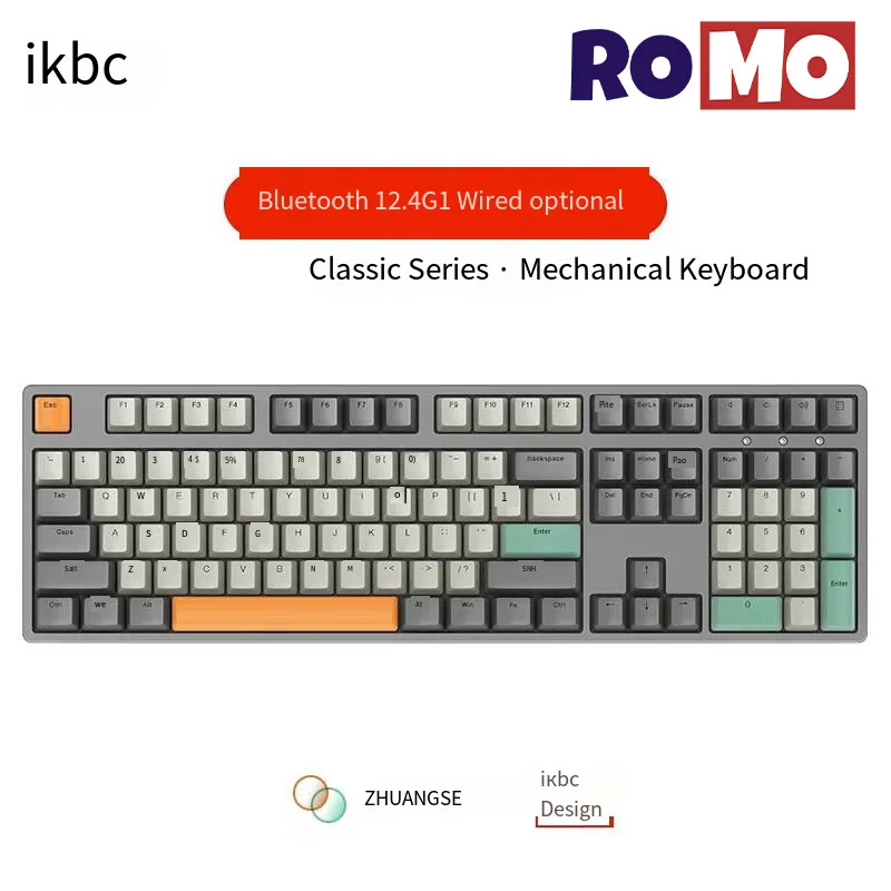 IKBC W200 Ретро Беспроводная механическая клавиатура эргономичный дизайн PBT Cherry Switch Офисная Клавиатура N-Key Rollover Game Keyboard
