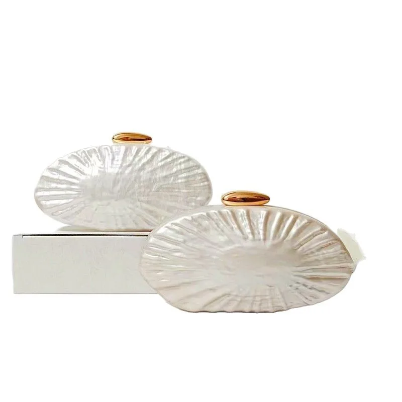 Luxury Acrylic Clutch Purse For Women Ladies Evening Crossbody Bag Vintage Marble Shell Chain Shoulder Handbag Vacation Wallets