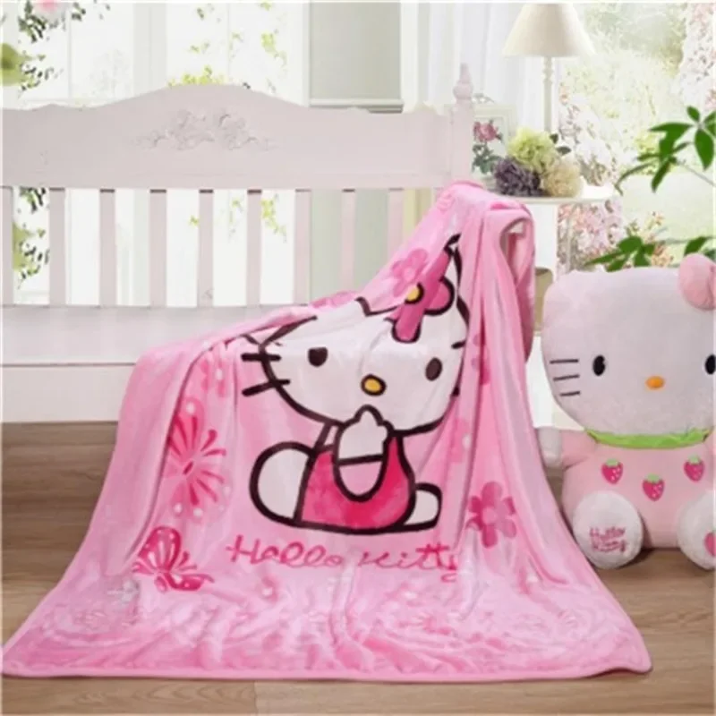 Hello Kitty Plush Blanket Bed Sheet Children Adult Soft Blankets Cartoon Aircondition Nap Blanket Spring Fluffy Quilt 3