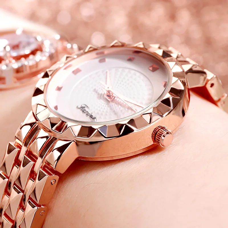 LINGYUE Montres femme luxe élégante montre-bracelet à quartz mince en acier  inoxydable montre femme simple - cadeau