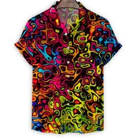 Colored Pigment Magma Shirt Men 3d Print Summer Vacation Hawaiian Shirts Beach Oversized Short Sleeves Lapel Button Blouse 2