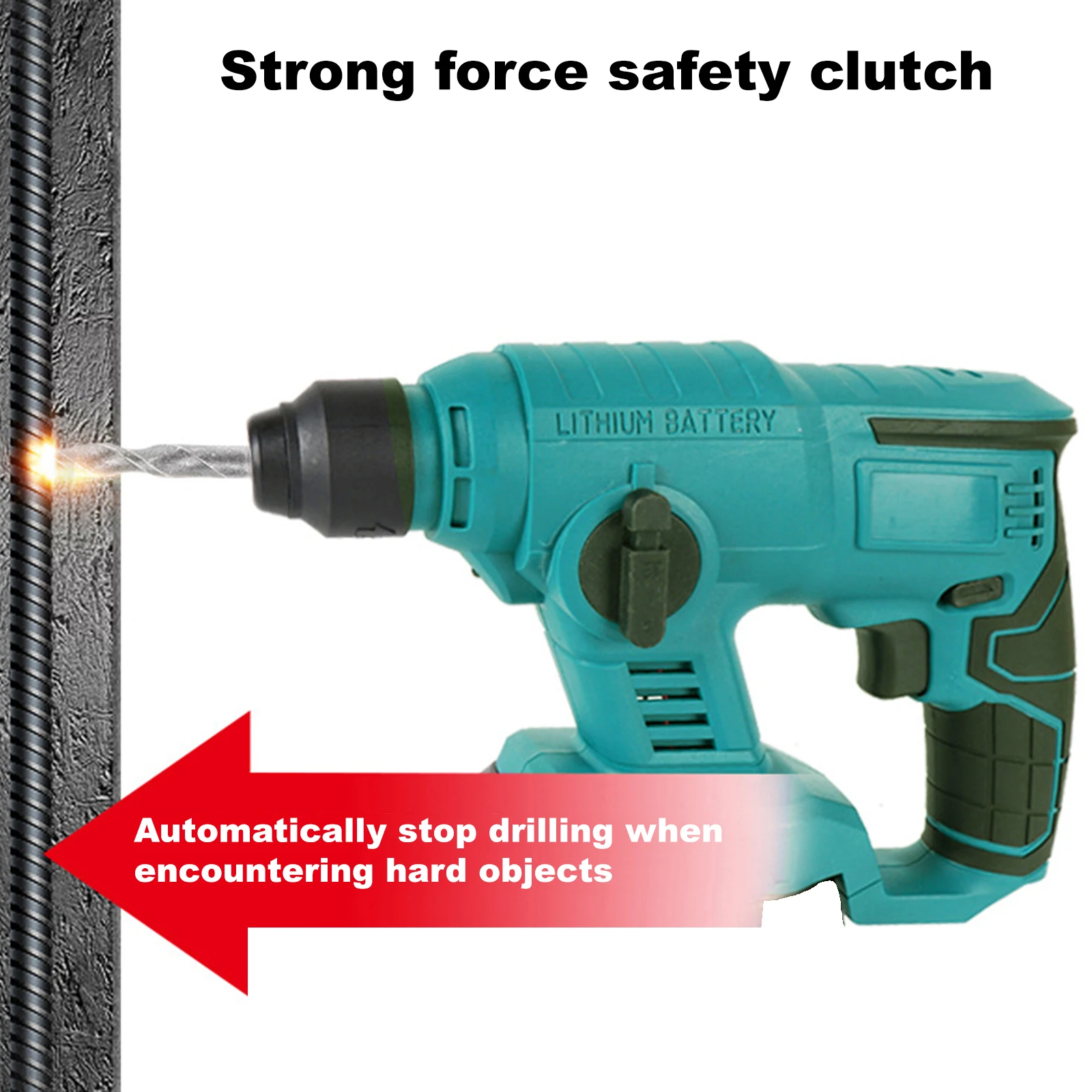 4500 rpm Cordless Hammer Electric Hammer Variable Speed Concrete Demolition Hammer Compatible with Makita 18V Battery 4500 rpm cordless hammer electric hammer variable speed concrete demolition hammer compatible with makita 18v battery