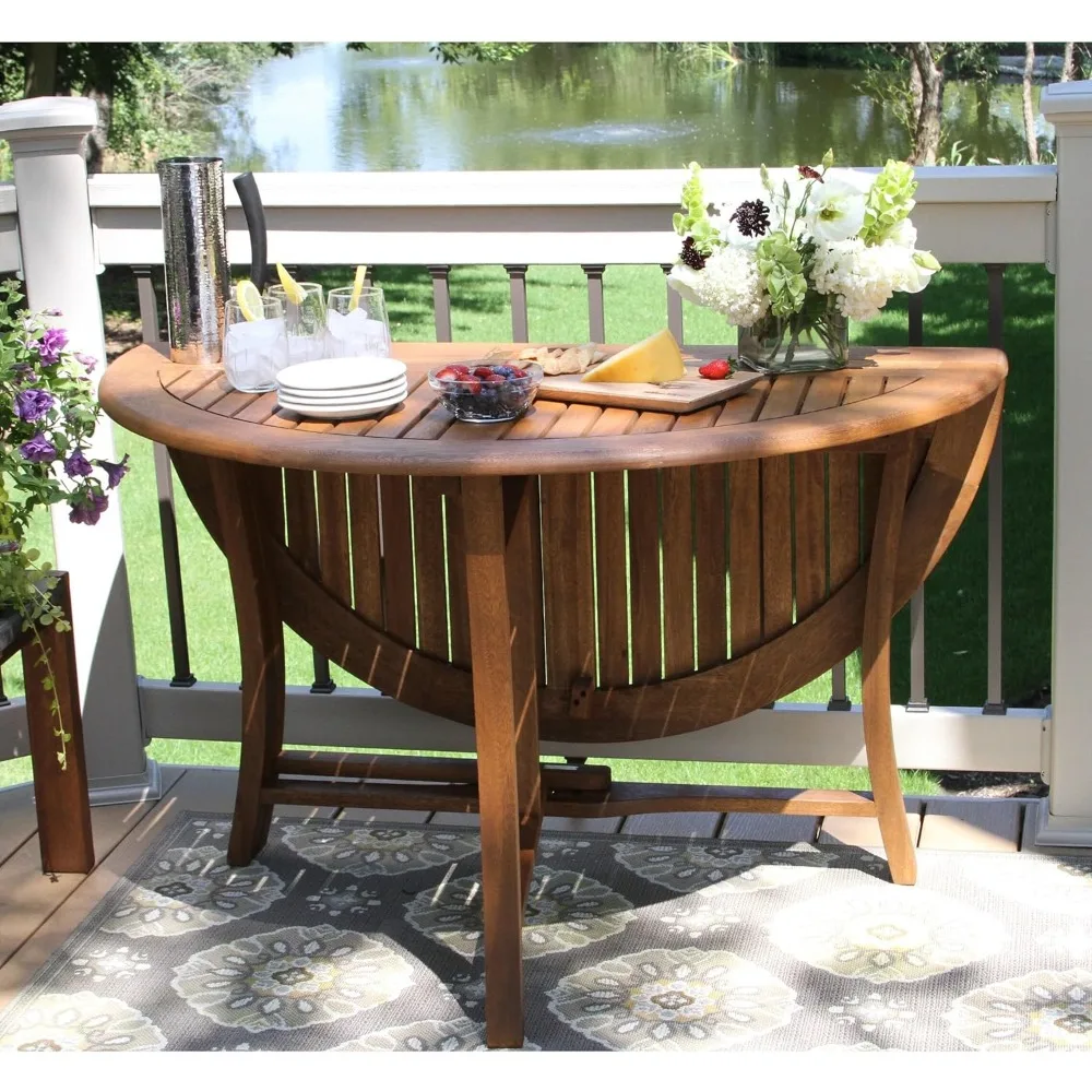 

Eucalyptus Round Folding Outdoor Dining Table - 43 inches，Family Picnic