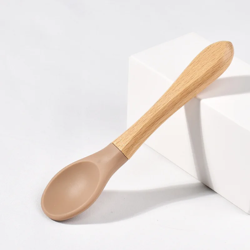 Spoons Baby Feeding Spoon Fork Wooden Handle Spoon Fork Set, Baby Plate Set - 第 19/22 張圖片