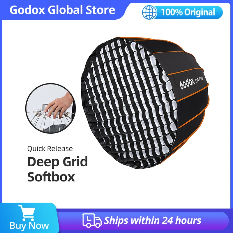 Godox QR-P70 70CM QR-P90 90CM QR-P120 120CM Quickly Release Parabolic Deep Softbox +Honeycomb Grid for Bowens Mount Studio Flash
