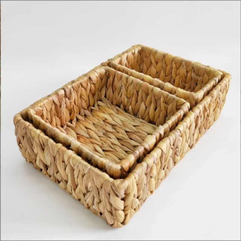 Handwoven Storage Baskets Knife and Fork Storage Basket Gourd Grass Storage Box Rural Style Portable Flower Basket