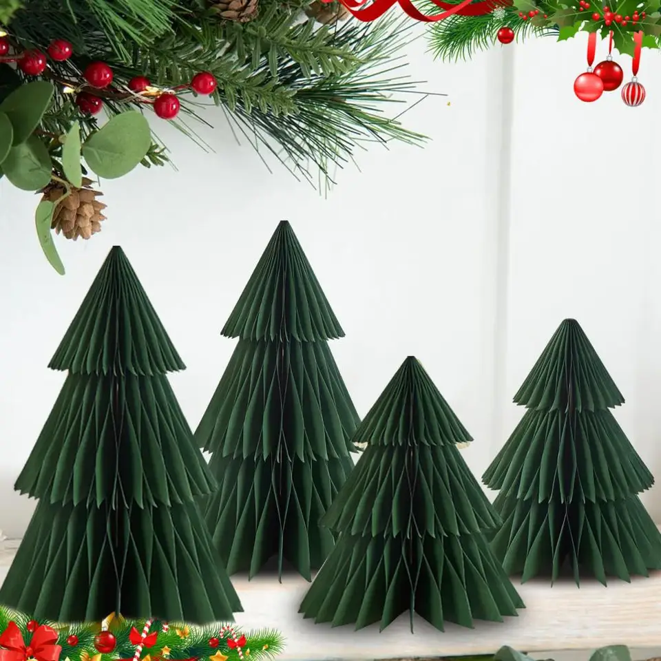 Mini Sapin De Noël En Papier Origami Décoratif Léger Pour La