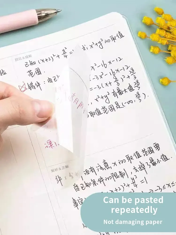 Transparent Sticky Notes - Waterproof Clear Fluorescent Memo Pad, 250 PCS Stationery for School and Office Supplies