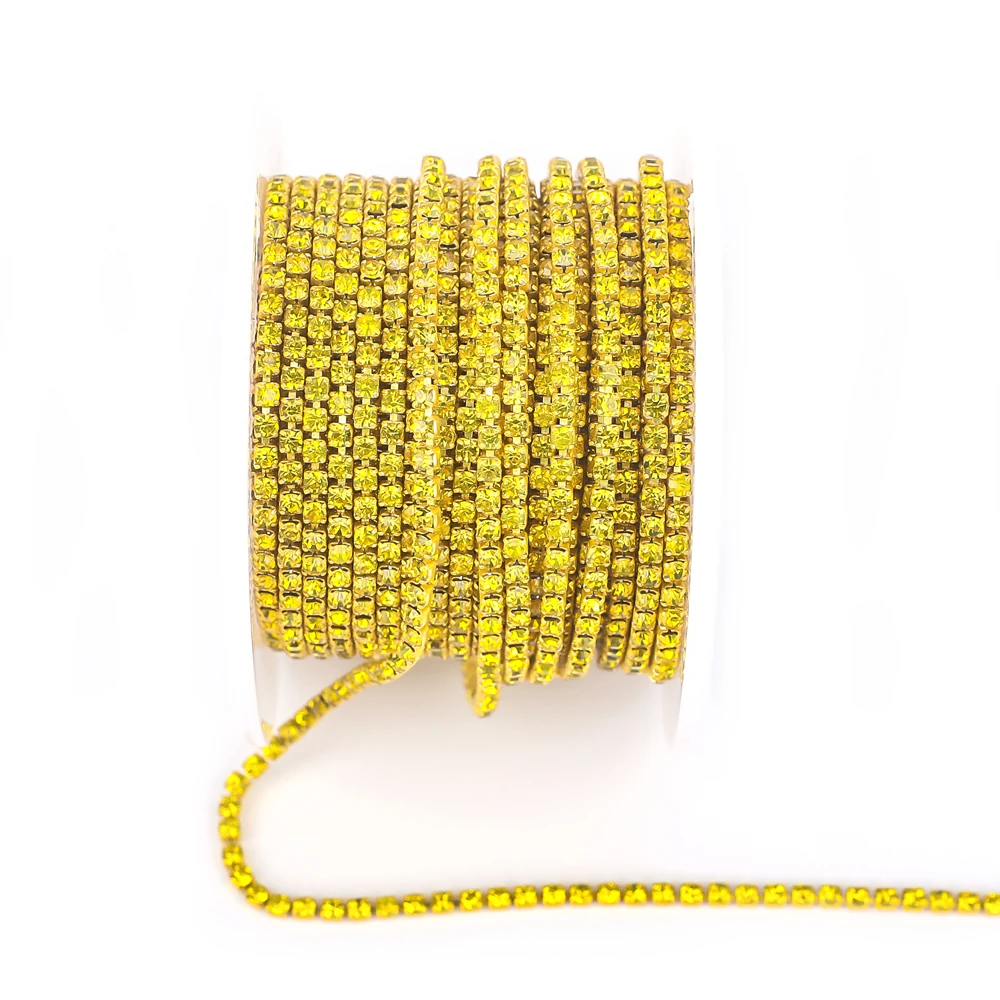 Rhinestone Chain Colorful Dense Fancy Apparel Sewing Glass Rhinestone Cup Chain Colorful base