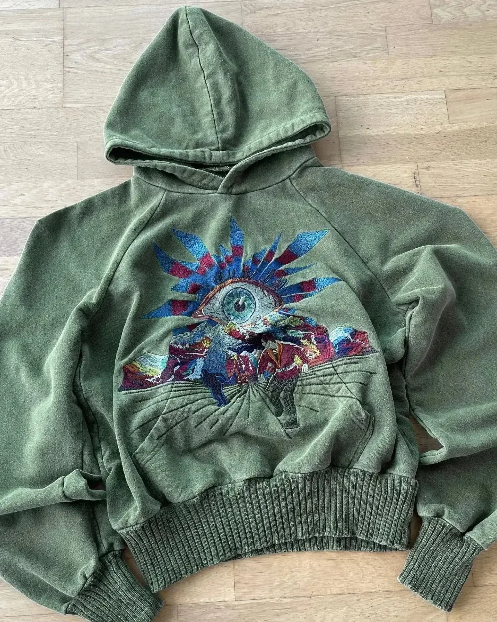 Hoodie Y2K Hip Hop Retro Abstract Pattern Green Oversized Hoodie Sweatshirt Women Men Harajuku Gothic Streetwear Pullover Hoodie