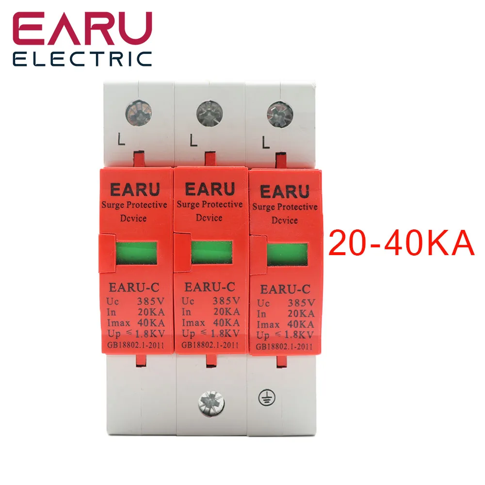 1Pc Ac Spd 3 P 3 Phase 20Ka ~ 40Ka 385V House Lightning Surge Protector Dispositivo Di Protezione A Bassa Tensione Oem Factory