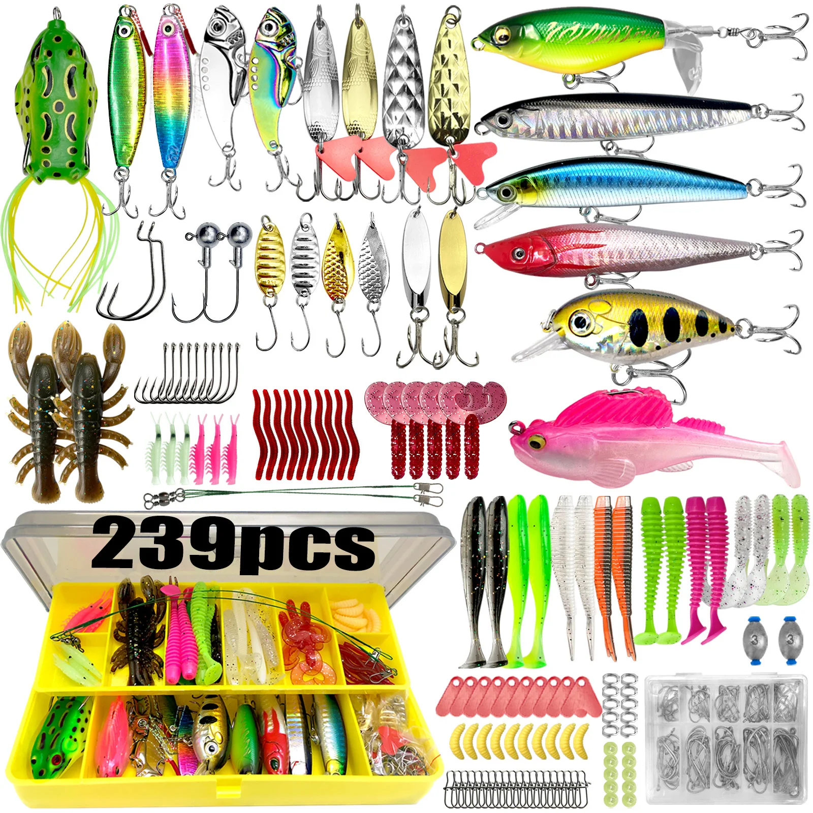 84/107pcs fishing lure kit soft and hard bait set gear layer metal jig spoon for bass pike crank tackle accessories with box 2 84/107pcs Fishing Lure Kit Soft and Hard Bait Set Gear Layer Metal Jig Spoon For Bass Pike Crank Tackle Accessories with Box 2