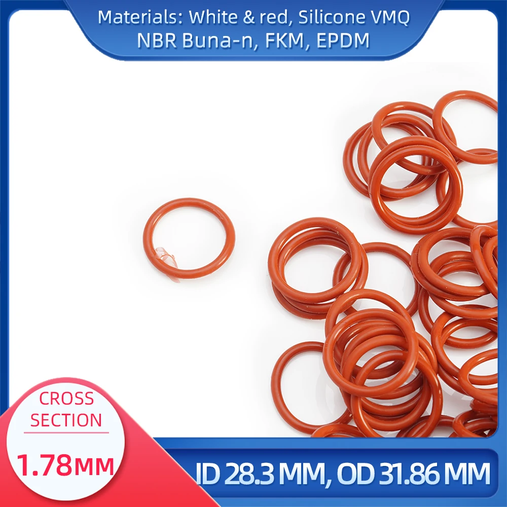 

O Ring CS 1.78mm ID 28.3 mm OD 31.86 mm Material With Silicone VMQ NBR FKM EPDM ORing Seal Gaske