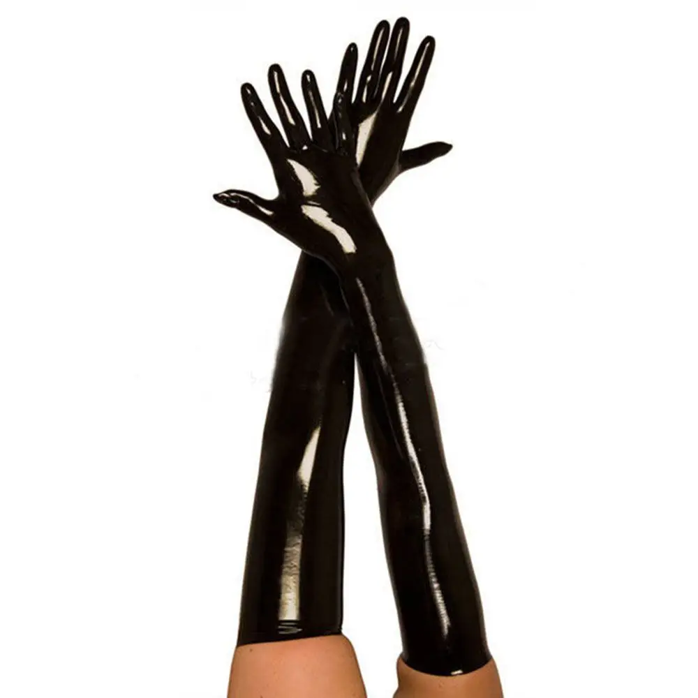 Cosplay Gloves Adult Sexy Long Latex Faux Leather Ladies Hip-pop Fetish Clubwear Catsuit Accessories