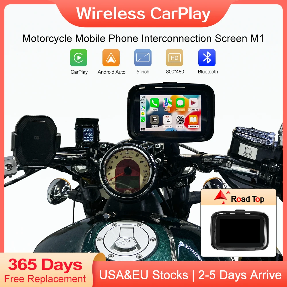 

ROAD TOP 5 Inch Touch Outdoor IPS Waterproof External Portable Motorcycle Navigator Support CarPlay and Android Auto Monitor