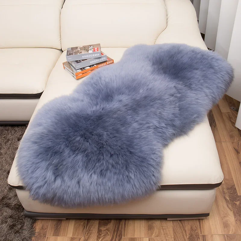 100% Real Sheepskin Wool Carpets for Living Room Bedroom Area Rug Luxury White Fur Warm Shaggy Carpet Super Soft Chair Cover Mat 2