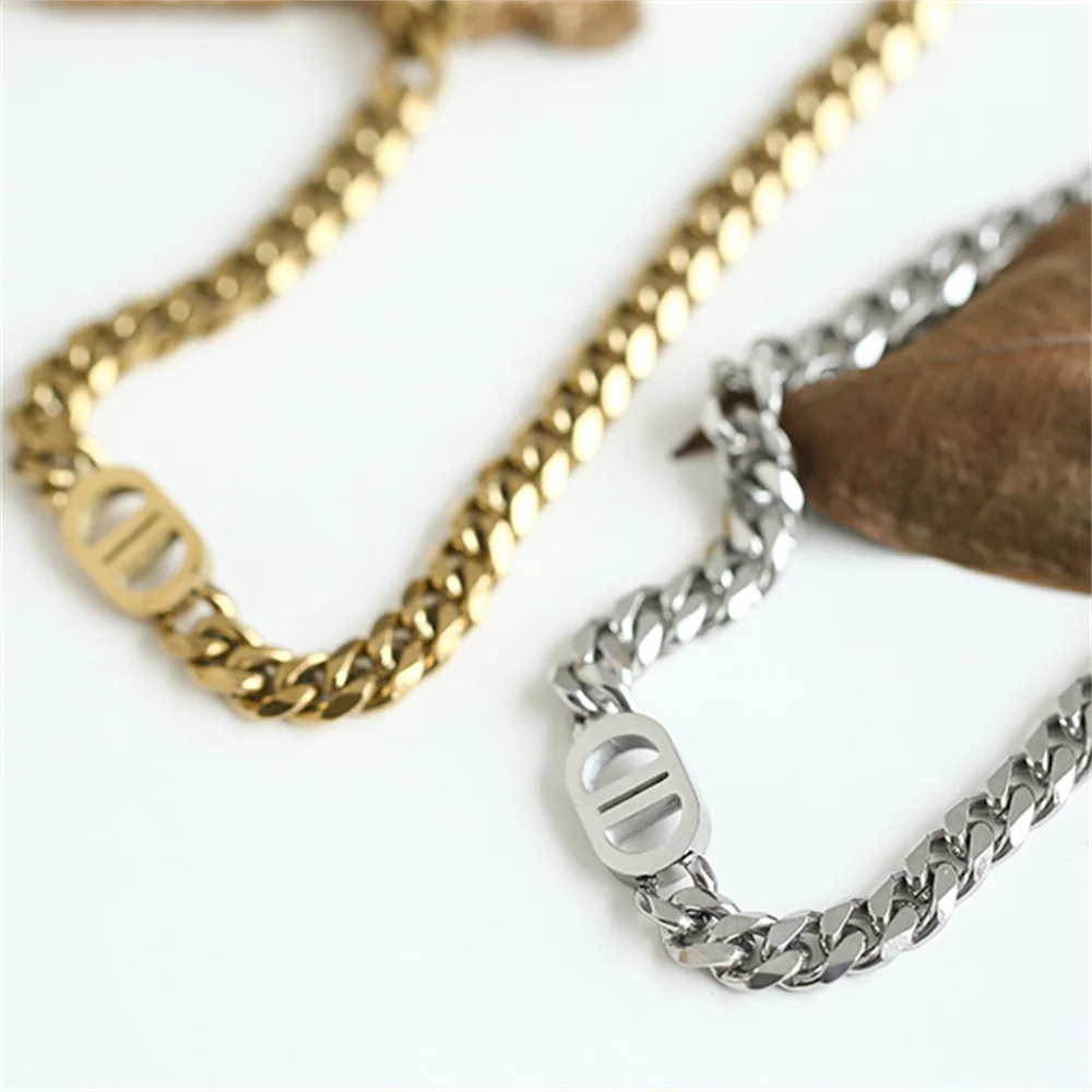 Custom Name Necklace 8mm Thick Gold Chain Stainless Steel Cuban Link Chain Necklace Personalized Pendant Men Women Necklace