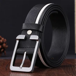 Men’s Luxury Vintage Leather Belt with Pin Buckle - High-Quality Genuine Leather Strap - 125cm (JZ023-black)