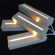 

Rectangle Beech Wood Light Base USB Night Lamp With Button Switch LED Stand Display Warm White LED Holders For Acrylic