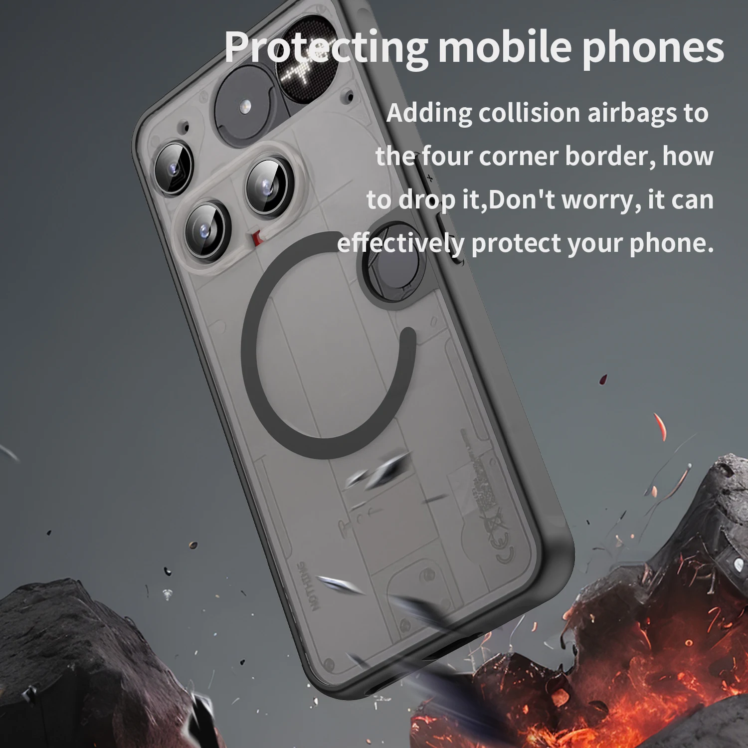 Translucent Frosted Shield Shockproof Case with Magnetic Back Cover