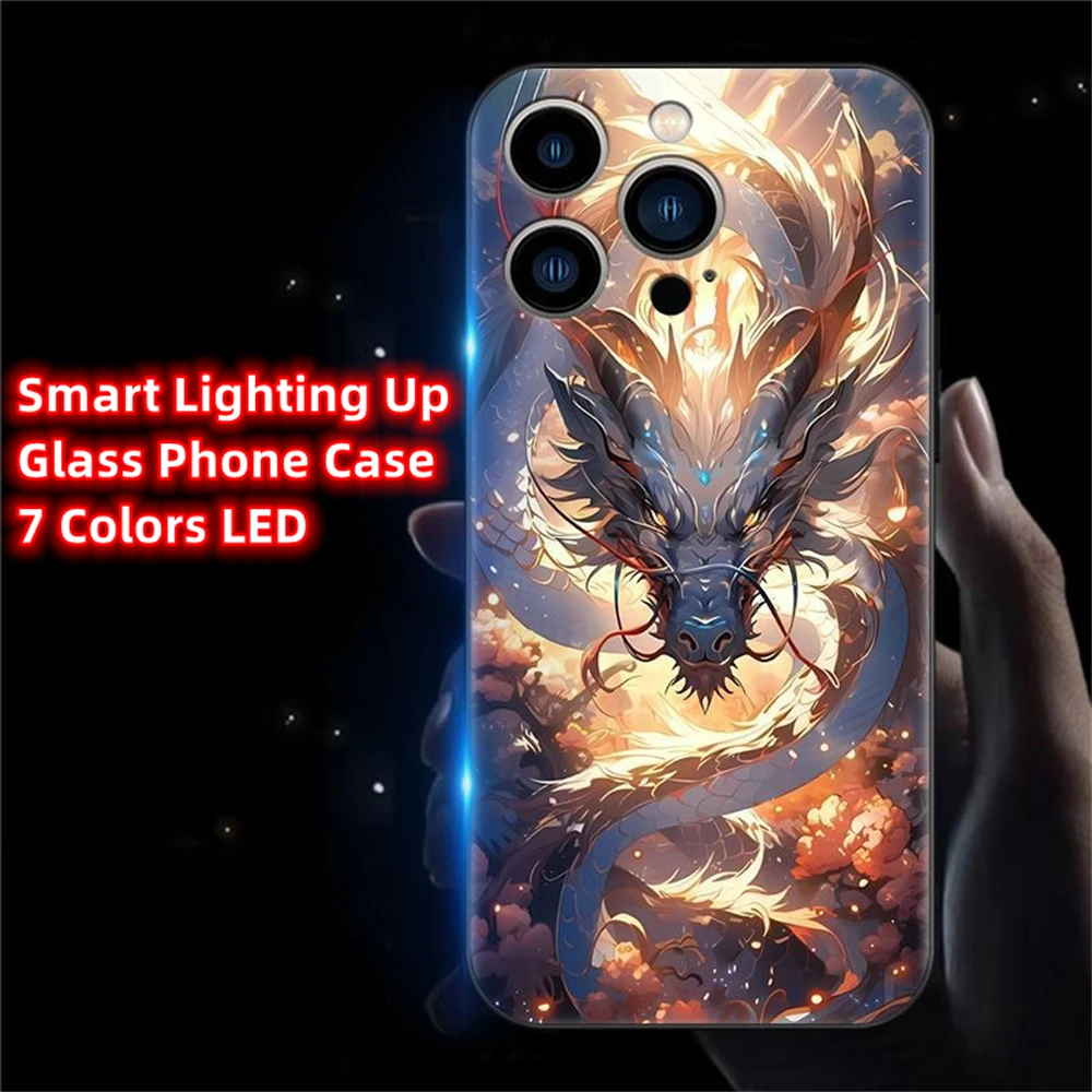 Chinesisches Seedrachen-Design, Sound-aktivierte LED-Blitzhüllen, leuchtende Glasabdeckung für iPhone Air 17 16 E 15 14 13 12 11 Pro Max Plus – Detail 18