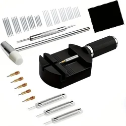 Deluxe Professional 52 - Piece Watch Repair Tool Kit with Lug Presses, Hammers, Spring Bars, and Strap Links (52pcs)