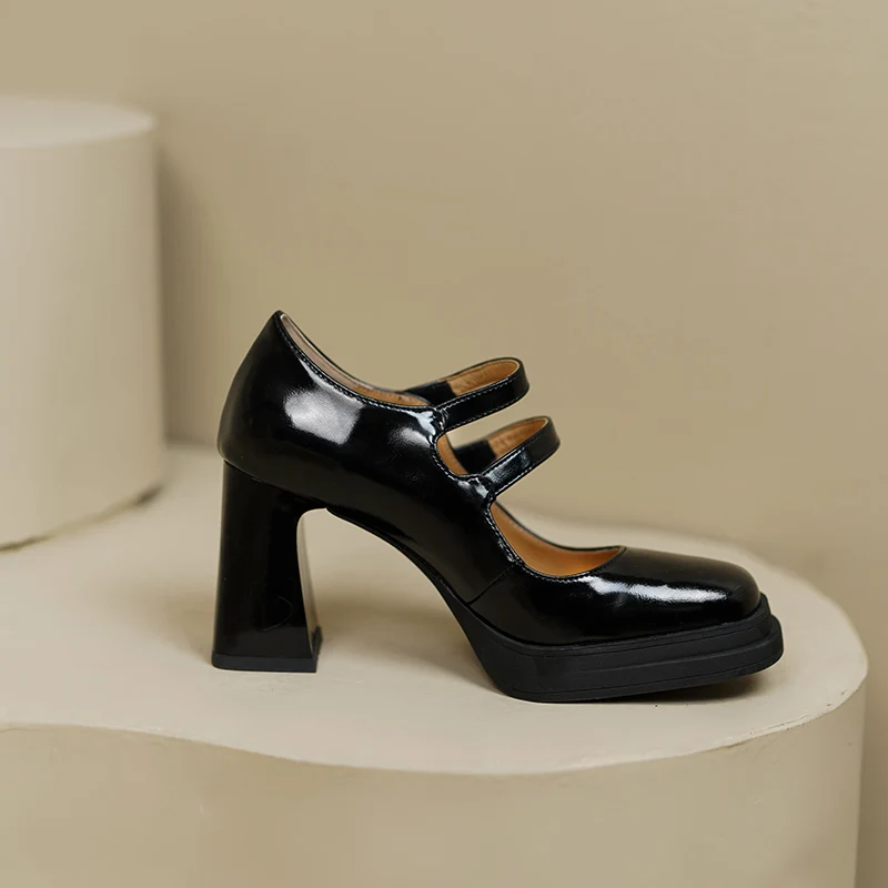 

2023 spring women pumps natural leather 22-24.5cm length cowhide +pigskin full leather buckle Mary Jane shoes super high heels
