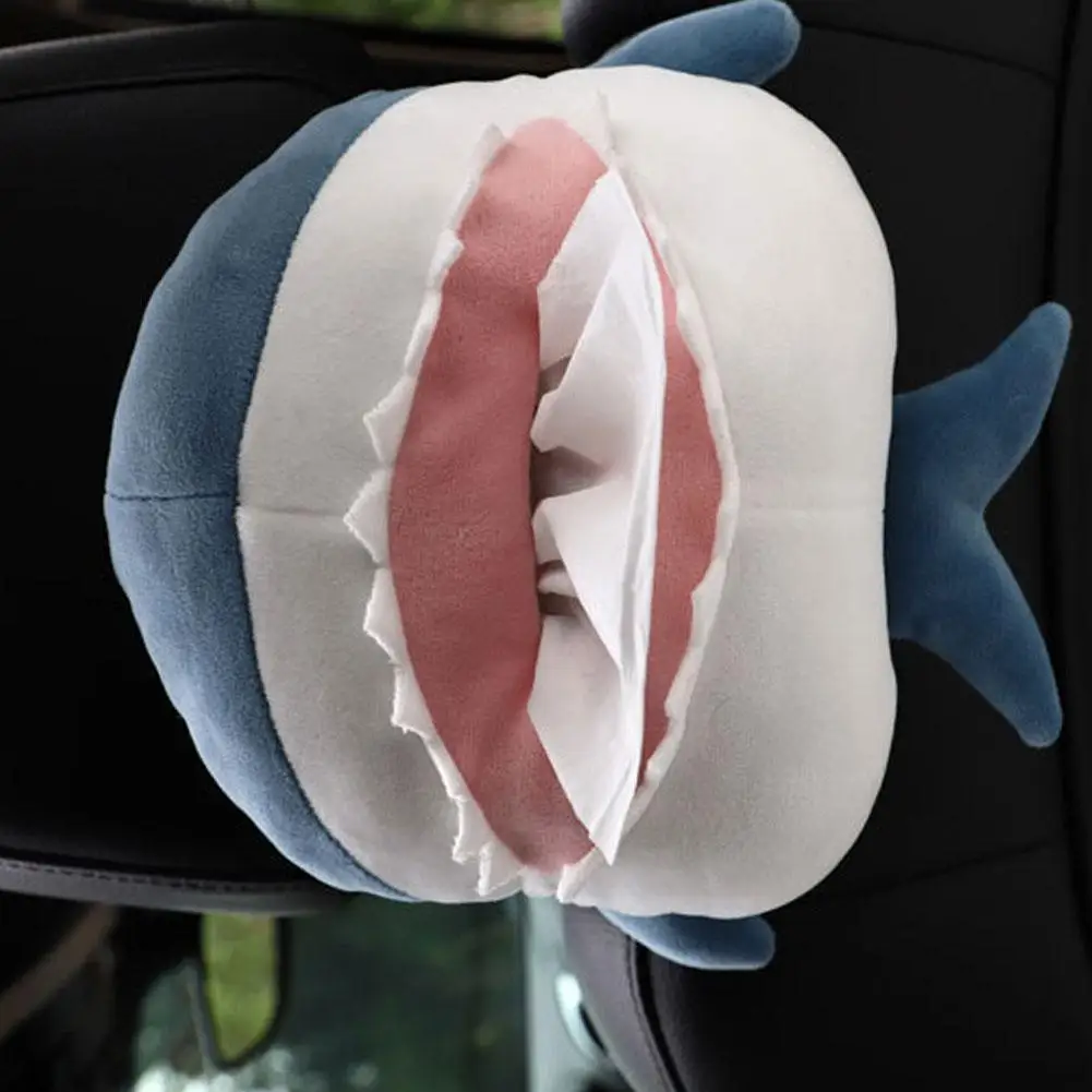 Cartoon Cute Car Tissue Box Shark-shaped Napkin Tissue Paper Holder for  Home Office Car Styling Accessories